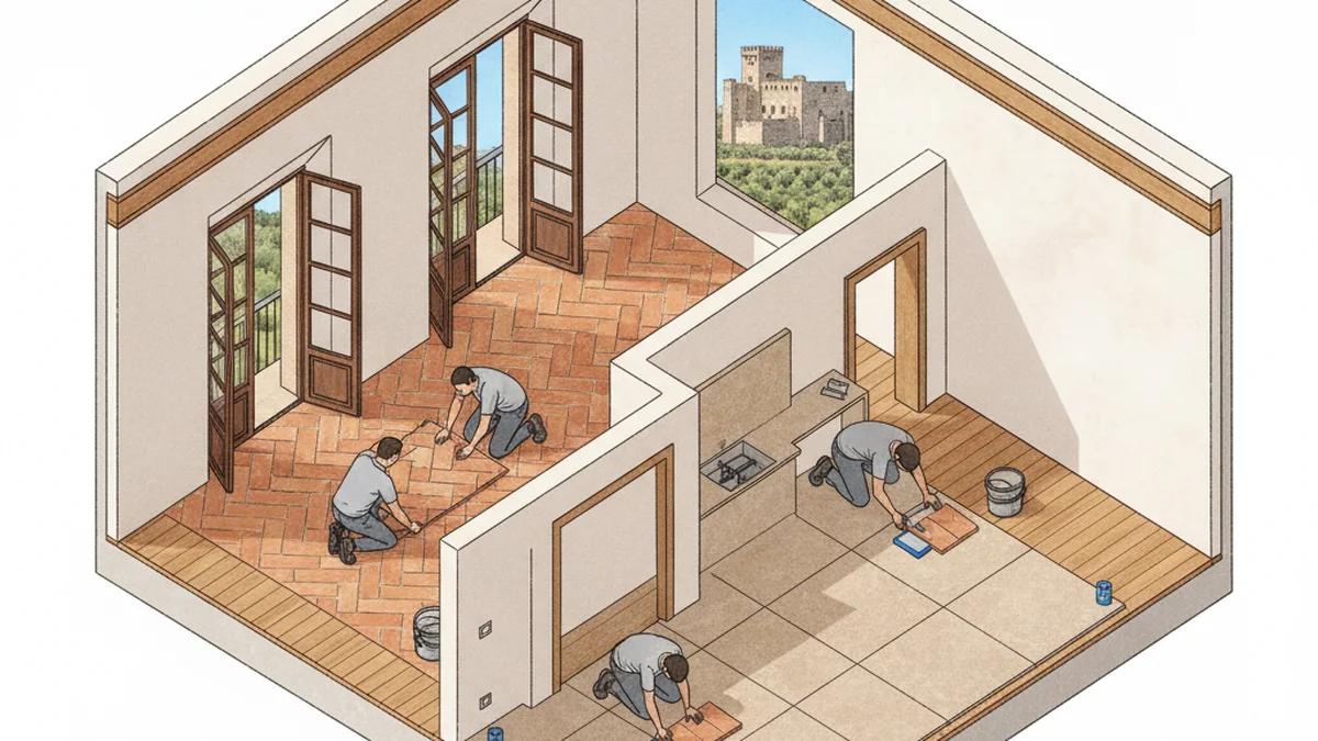 Spaccato architettonico posa pavimenti e restauro parquet d'epoca a Fondi