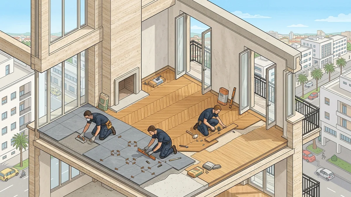 Spaccato architettonico posa pavimenti e restauro parquet d'epoca a Latina