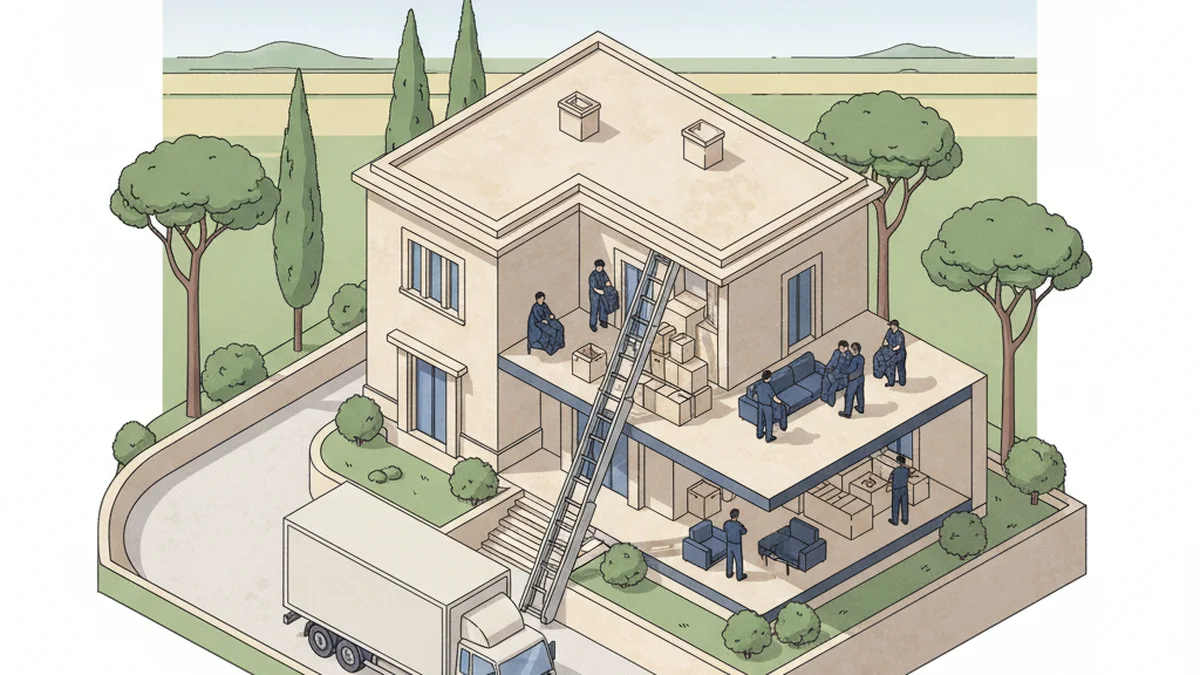 Operazioni di trasloco professionale con scala aerea e furgoni autorizzati a Latina